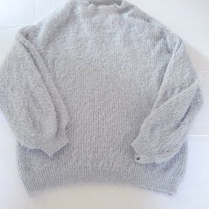Oversized gray eyelash sweater